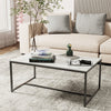Modern Marble Coffee Table Rectangle Cocktail Table with Black Frame Living Room