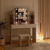 White Modern Dressing Table with LED Lights Mirror Vanity Make up Desk Stool Dpj