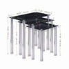 3x Black Marble Tempered Glass Side End Table Nested Table Stainless Steel Tubes