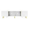 TV Entertainment Cabinet Unit with 4 Doors & Metal Legs for Living Room White