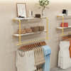 116cm Gold Metal Clothes Bar Rack Pipe Wall Garment Hanging Storage Rail Shelves