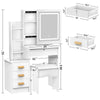 Dressing Table With Led Lights Sliding Mirror 4 Drawers Vanity Table Makeup Desk