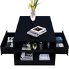 LED Coffee Table Wooden 2 Drawer Storage High Gloss Modern Living Room Furniture