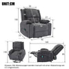 Electric Recliner Armchair with Massage &Heat Extended Footrest Lounge Sofa Grey