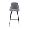 Pair of Bar Stools Kitchen Breakfast Velvet Padded Bar Chair with Metal Legs
