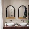 Vintage Frame Arched Wall Accent Mirror with Gold Shelf Bathroom Vanity Mirror