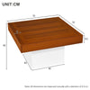 Coffee Table with LED Lights Square Brown Wooden Center Table for Living Room