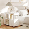 COSTWAY Narrow End Table Modern 2-Drawer Sofa Side Table w/Open Shelves-White