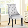 2/4PCS Light Grey Velvet Dining Chairs Tufted Button Knocker Back Kitchen Chair