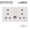 10x Double Wall Plug Socket 2 Gang 13A w/ 2 Charger USB Ports Outlets Flat Plate