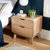 2 Drawer Bedside Oak Effect Scandi Legs Bedroom Furniture Nightstand Table Unit