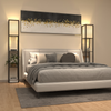 LED Floor Lamp Wood Modern Lounge Light 3-tier Open Storage Shelf Display Black