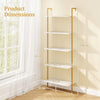 Wall Mounted Bookcase 5-Tier Ladder Shelf with Adjustable Foot Pads-White