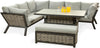 Rattan Garden Outdoor Furniture, Marlborough Corner Set, High Quality Grey Set
