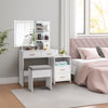 4 Drawers White Dressing Table Set Makeup Desk with Mirror Stool Shelf Storage