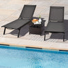 Rattan Wicker Umbrella Square Side Table Garden Coffee Table w/Umbrella Hole