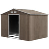 9 x 6FT Galvanised Garden Storage Shed with Sliding Door, Brown