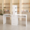 NEW Manicure Nail Table Large Salon Professional Nail Station with Storage Shelf