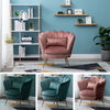 Retro Lotus Armchair Upholstered Chair Break Sofa Velvet Fabric Gilded Metal Leg