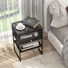 Set of 2 Nightstand 3-Tier Side Table Modern Beside End Table with Flip up Door