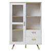 120cm Highboard Side Cabinet Cupboard Storage Wooden Side Cabinet w/Glass Door
