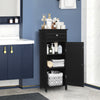 Bathroom Storage Cabinet Floor Standing Wooden Cupboard w/ Single Door & Drawer