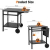 Movable Dining Cart Table Double-Shelf Trolley Outdoor Prep Cart Grilling Table