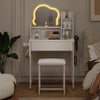 LED Lighted Dressing Table Cloud Shape Mirror Makeup Vanity Desk Space Saving