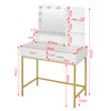 White Dressing Table with LED Lights Mirror Drawers Vanity Make Up Desk Bedroom