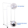 Heavy Duty Clothes Rack Garment Rail Rolling Stand Two Top Rod & Lower Storage