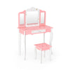 Kids Vanity Table & Chair Set Children Makeup Dressing Table with Mirror