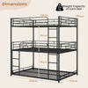 Metal Triple Bunk Bed Heavy Duty Triple Bed with 2 Ladders-Black