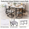 Dining Table and Chairs Set Marble Effect Dining Table Combination Space-Saving