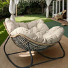 Garden Outdoor Rocking Chair Large Metal Frame Thick Padding Beige