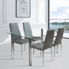 Set of 2/4/6 High Back Dining Chairs Grey Faux Leather Padded Seat Home Office