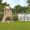Playhouse Climbing Frame with Swings Climbing Wall Kids Solid Wood Pine