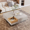 Modern Coffee Table with Concrete Effects Square Table Living Room Furniture