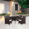 Square Round Rattan Coffee Table with 2/4 Chairs Set Bistro Outdoor Garden Patio
