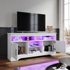 High Gloss 2 Door TV Unit Cabinet 135cm White TV Stand Sideboard Entertainment