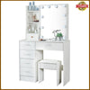 Dressing Table with LED Light Sliding Mirror Stool Drawer Vanity Makeup Desk Set