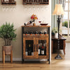 Retro Storage Cabinet Sideboard and Buffet Table with Wine Holder Cupboard