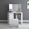 Bedroom Vanity Set White Dressing Table Makeup Desk with Mirror 5 Drawers Stool