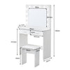 White Modern Dressing Table with LED Lights Mirror Vanity Make up Desk Stool Set