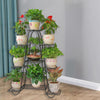 9 Pot Metal Plant Stand Home Outdoor Garden Flower Pot Shelf Display Rack