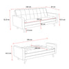 Sofa Bed 3 Seater Cream New Foam Fabric Wood Legs Double Bed with 2 Cushions