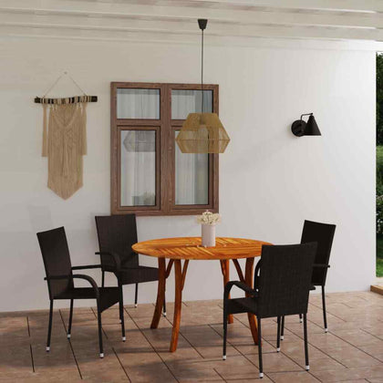 5 Piece Garden Dining Set Brown