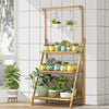 3Tier Bamboo Plant Stand Ladder Garden Rack Folding Display Hanging Shelf