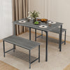 Modern Dining Table and Chairs Set 2/4 Seats Metal Frame Kitchen Home Grey/Brown