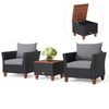 3 PCS Outdoor Wicker Bistro Set Garden Patio Rattan Sofa Set w/Cushion