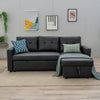 Linen/Faux Leather Sofa Bed Corner - Sofa Bed with Storage & Reversible Chaise